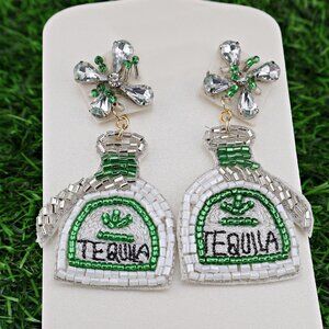 Iconic Tequila Brand Bottle Crystal Beaded Earrings